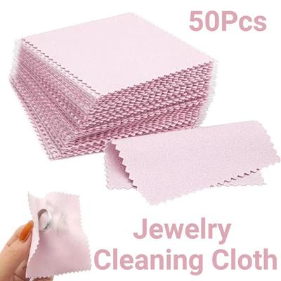50Pcs Reusable Jewelry Cleaning Cloth 8x8cm Cleaning Polishing Cloth  Anti-Tarnish Tool