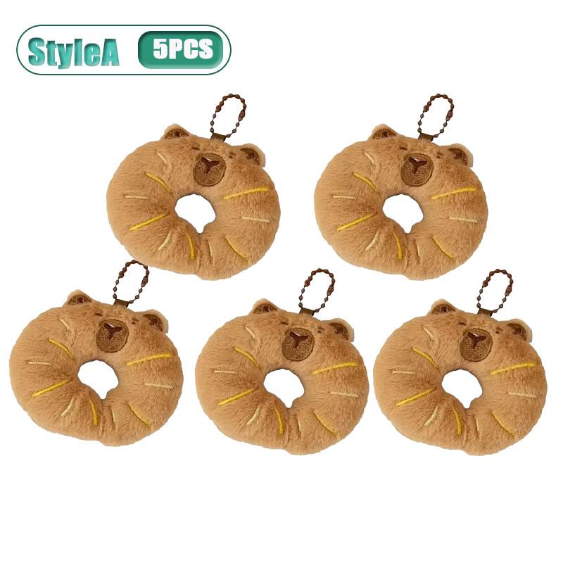 1-10PCS Adorable Capybara Plushie Keyring Funny Bread Topper Anime Style Fluffy Hanging Toy Cute Food Decor For Teens