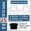 Round Plastic Inner Plug Steel Pipe End Cap Blanking Cover Anti Slip Furniture Chair Ladder Leg Protector Pad