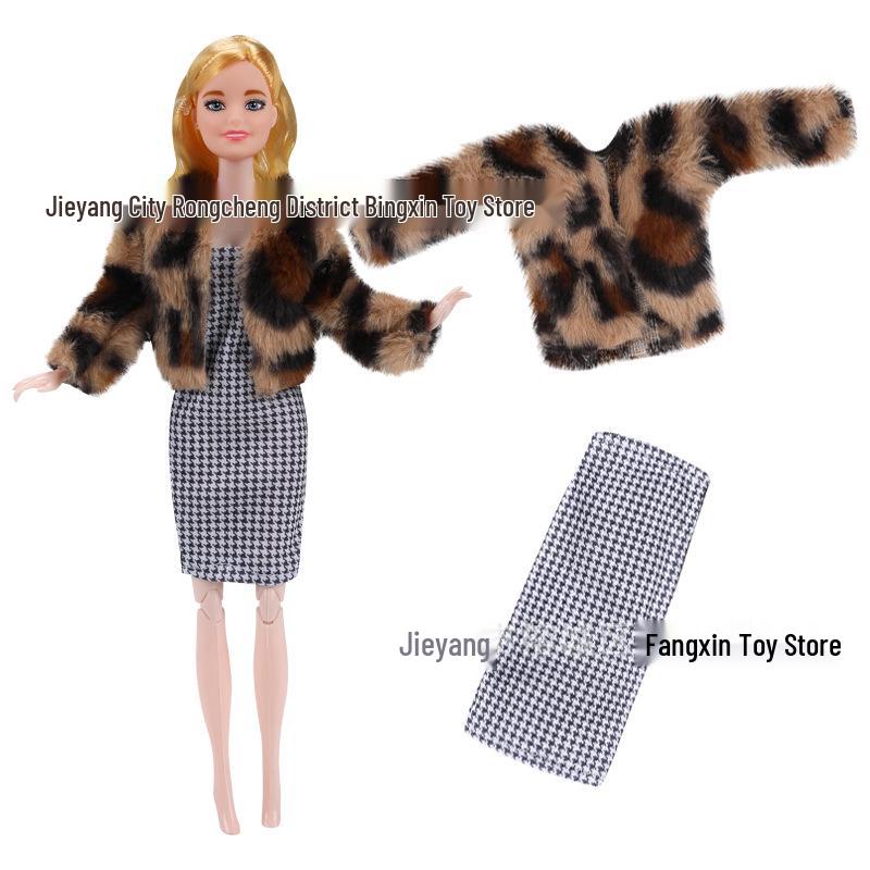11-Inch Barbie Doll 3-Piece Fashion Set: Woolen Coat & Dress