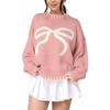 Women's Bow  Sweater Autumn And Winter Lazy Style Loose Warm And Comfortable Pullover Cardigan