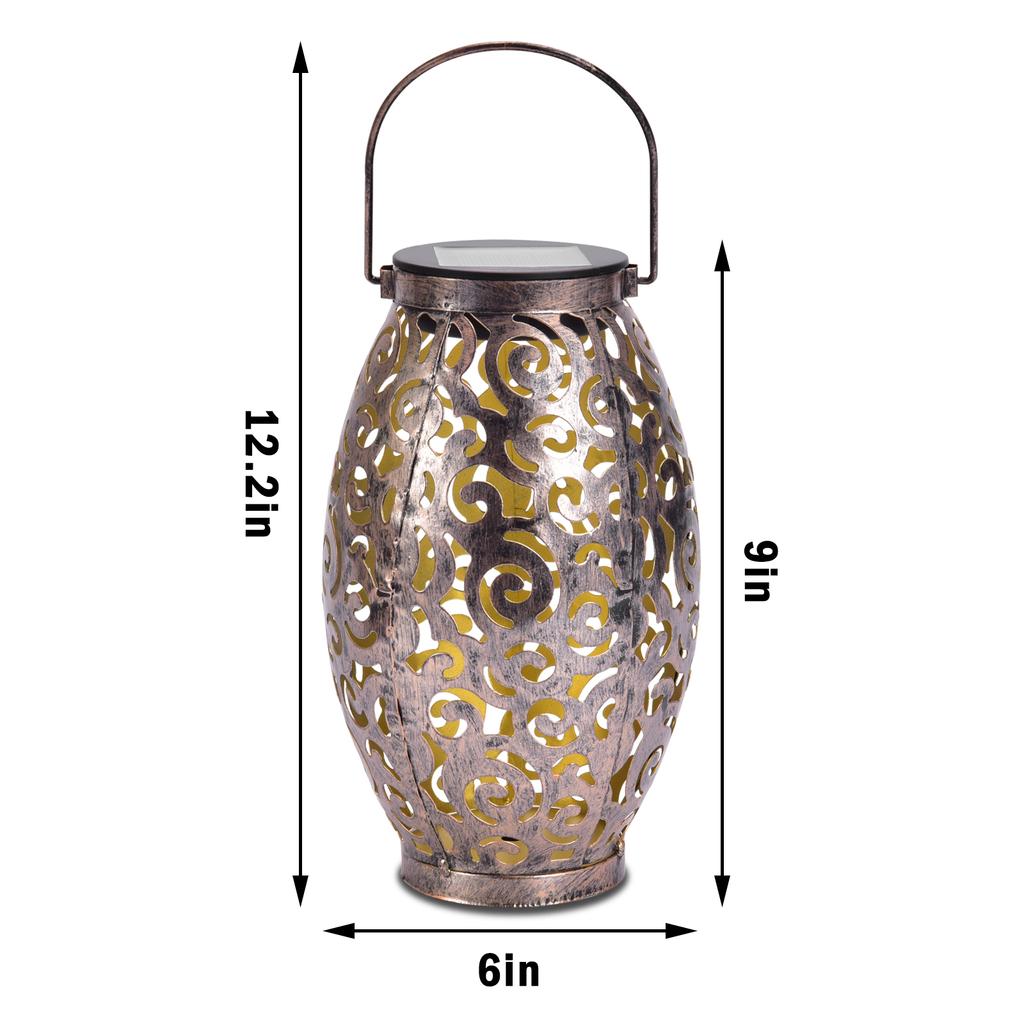 Xidajie Metal Retro Hanging Solar Lights, 2Pack Solar Lanterns With Hollow Patte