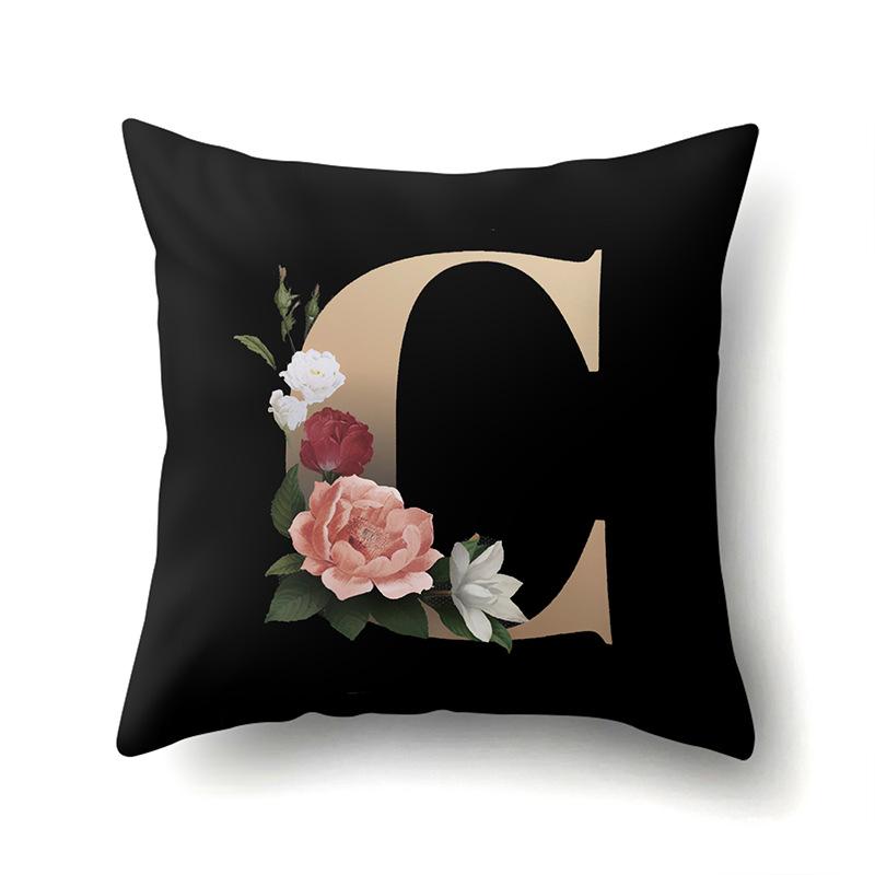 Polyester Pillowcase Home Car Decoration Printing Pillowcase 26 English Letter Cushion Cover