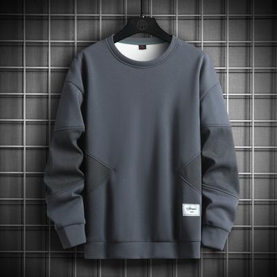 Round Neck Sweatshirt for Men, Autumn New Casual Long-sleeved T-shirt, Korean Style Trendy Cotton Versatile Loose Top