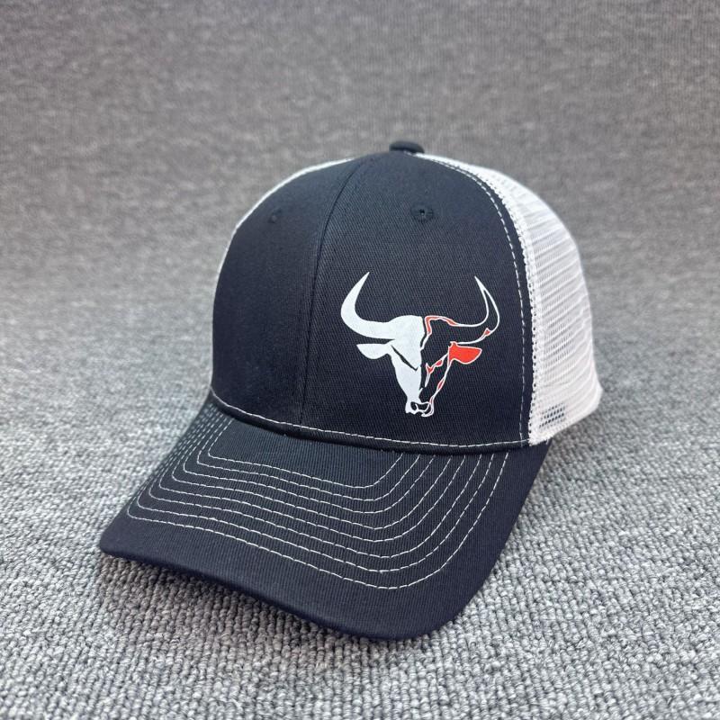 Unisex Printed Bull Mesh Baseball Cap Sun Protection Breathable Adjustable Hat Outdoor