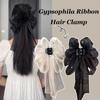 Back Head Grab Clip Half-Tie Hair Clip New Gypsophila Ribbon Hair Clamp  Women Girls
