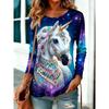 Women's 3D Printed Crew Neck Long Sleeve T-Shirt Fashion Versatile Trend Breathable Casual