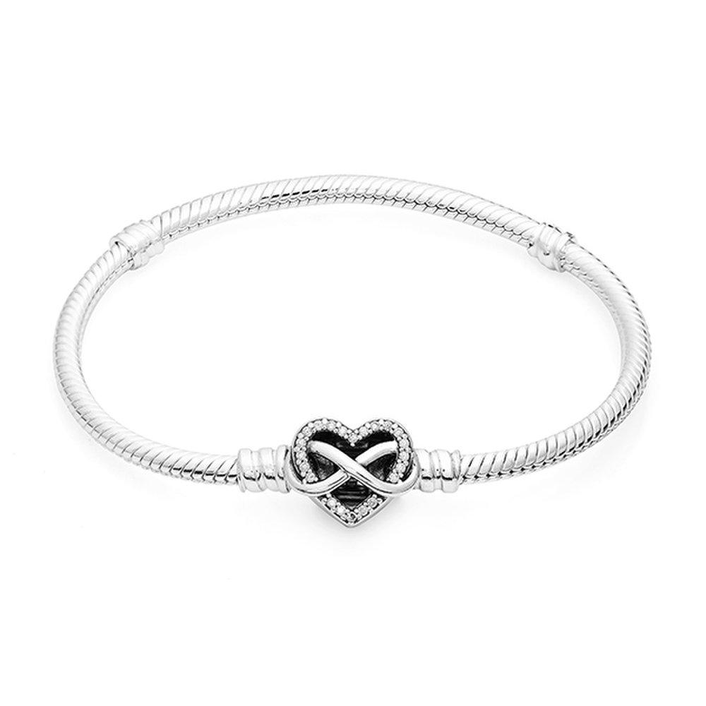 Pandora 592645C01 Moment Sparkling Infinity Heart Clasp Silver Bracelet