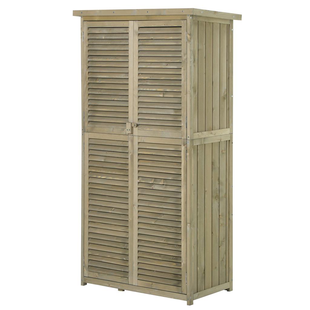 Garden Cabinet Wood Tool Shed Equipment House With Asphalt Roof Louvered Door Storage Cabinet Shed Garden 4 Compartments Gray 87 X 46.5 X 160 Cm