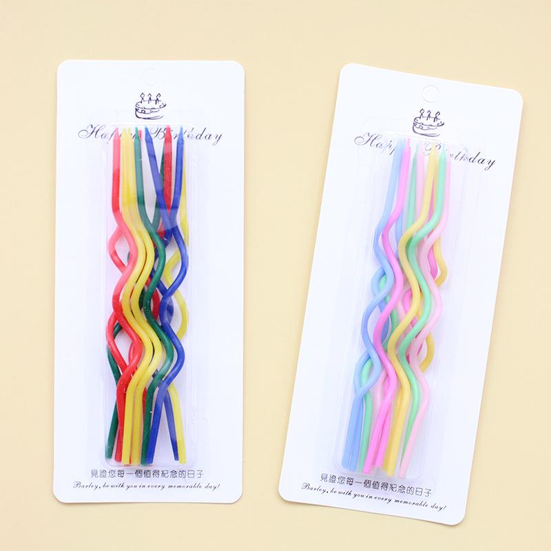 New Color Curved Birthday Candles Creative Romantic Birthday Party Multicolor Spiral Twisted Candles