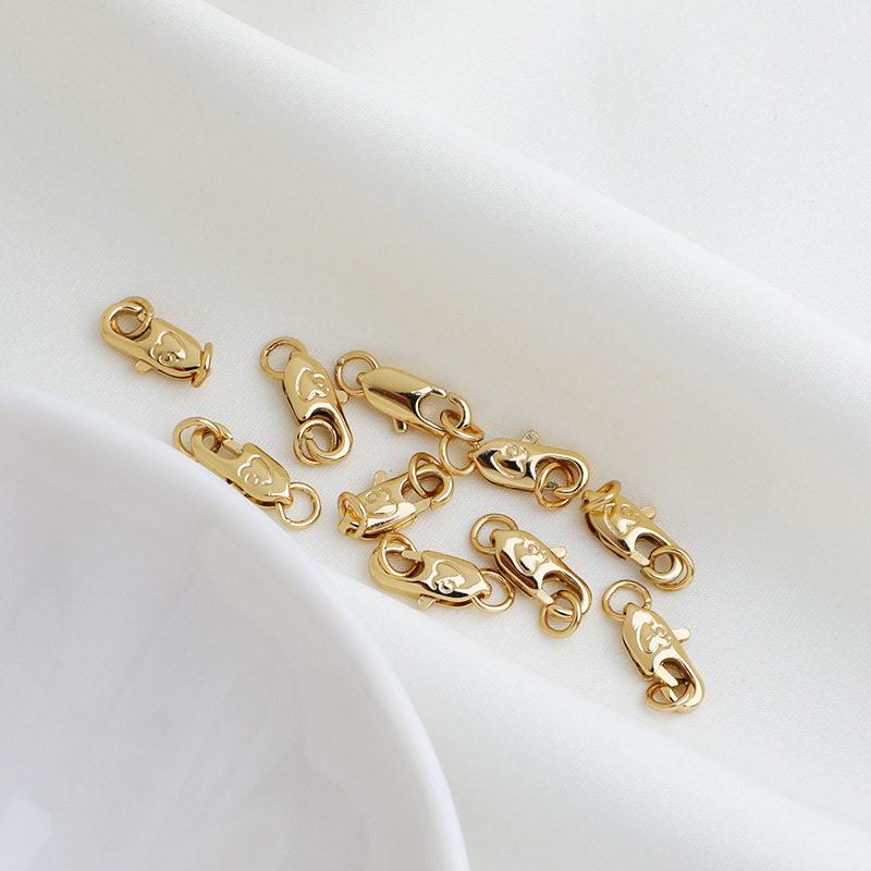 14K Gold Plated Heart & Fish Tail Spring Lobster Clasp Connector for Bracelets & Necklaces