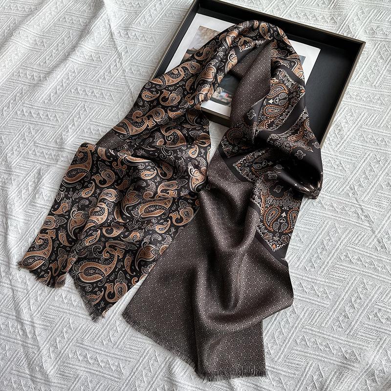 

Мужской деловой длинный шарф Двухслойные шарфы из чистого шелка Высокое качество 100% шелк тутового шелкопряда Длинный платок 160*26см 160x26cm