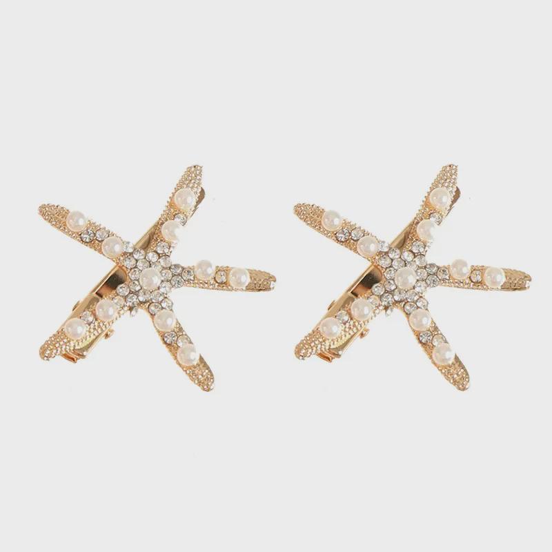 Tuanming Starfish Pearl Hairpin: Trendy European & American Ladies' Ocean-Inspired Fashion Accessory