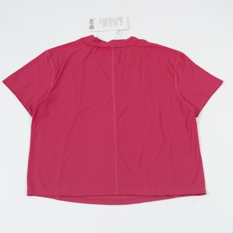 Women's Ribbed Nylon Yoga T-Shirt - Loose, Comfortable, and Casual for Fitness and Outdoor Activities