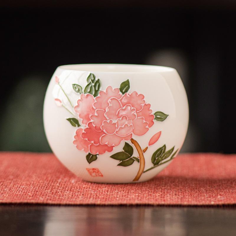 Керамическая Ручная Роспись Мастер-чашка Нефритовый Рельефная Чайная Чашка Керамическое Яйцо Дракона Чашка Бытовая Китайский Стиль Дегустационная Чашка Кунфу Чайная Чашка 155ml