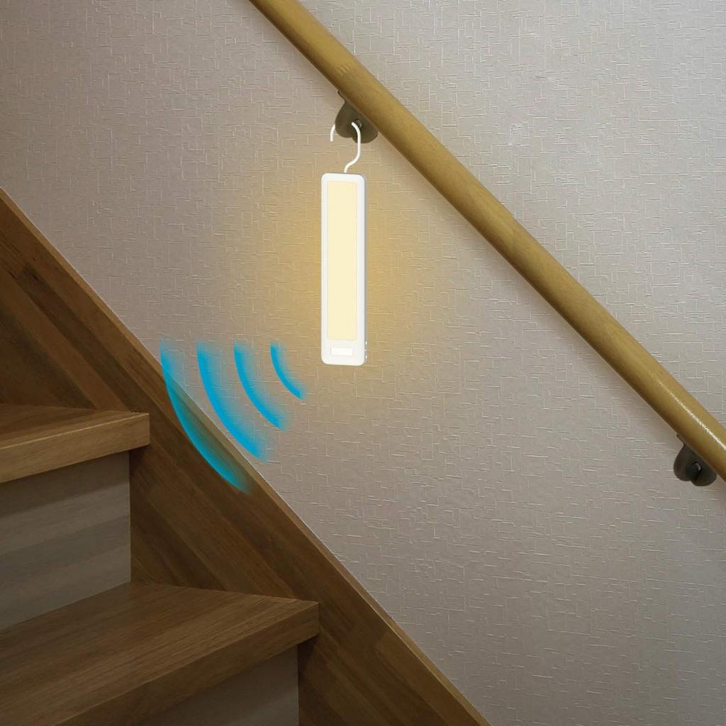MUSASHI Sensor Light, Indoor Use, Slim Sensor Light with Hook and Magnet, Easy Installation, Hangs Anywhere, Entrance, Closet, etc. (RITEX ASC-800)