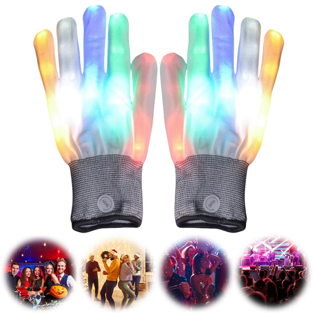 7 Colors Light Show LED Gloves Rave Light Finger Lighting Flashing Glow Mittens Gifts for Kids Teens Christmas Stocking Stuffers