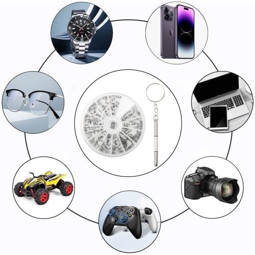 120-Piece Glasses Screw Kit, Lens Leg Screw Kit, Replacement Screws for Eyeglasses and Watch Repair