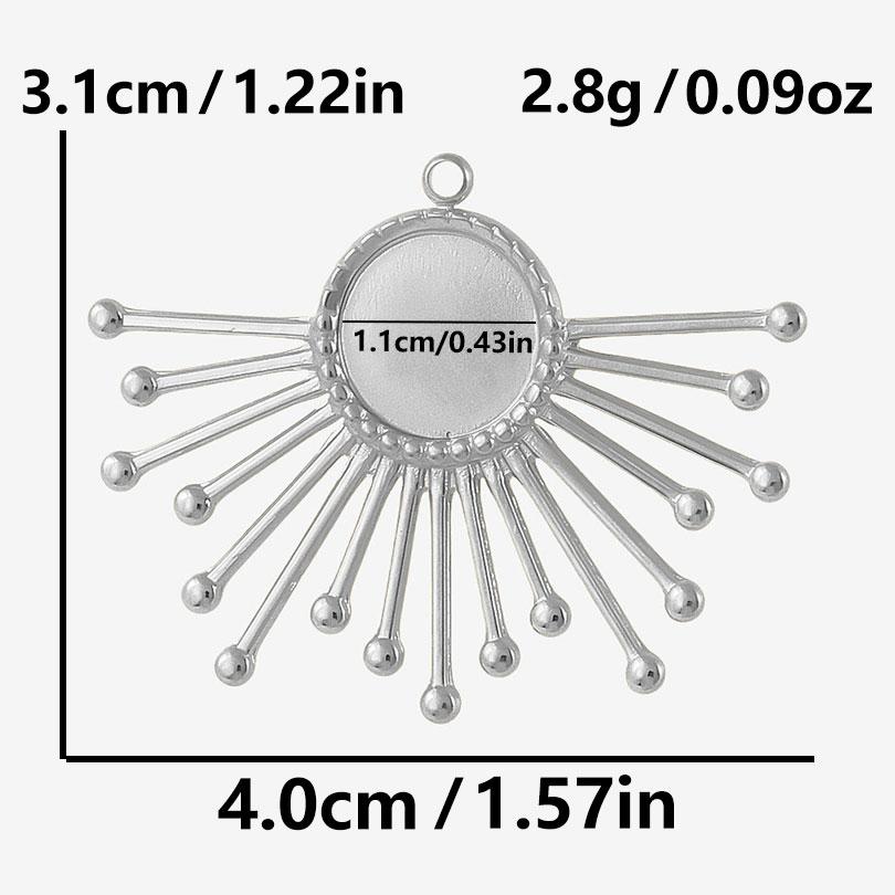 6pcs Sun Heart Cloud Geometric Blank Cabochon Base Pendant Stainless Steel Charms For Jewelry Making Bulk Fit DIY Oil Drop Stone