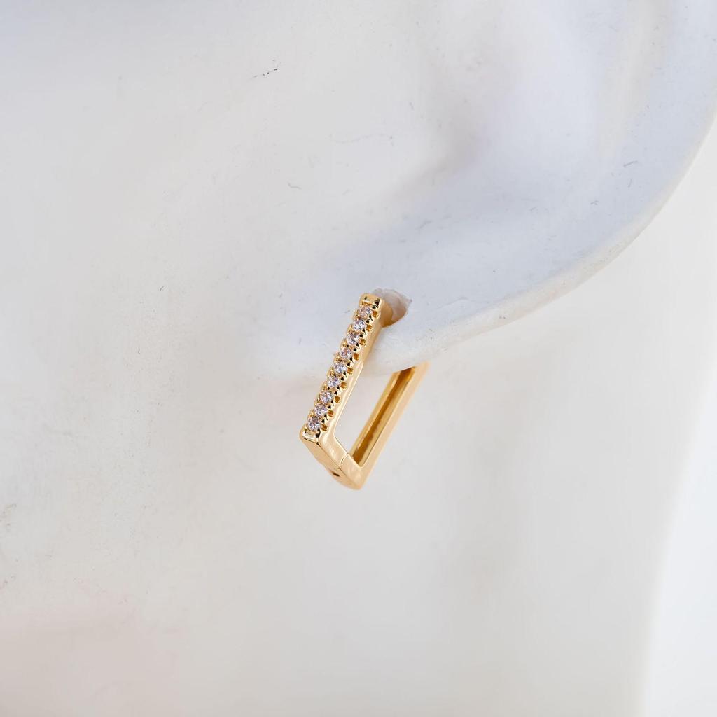 Hong Kong Style Rhinestone Square Geometric Earrings - Trendy and Chic Ear Studs