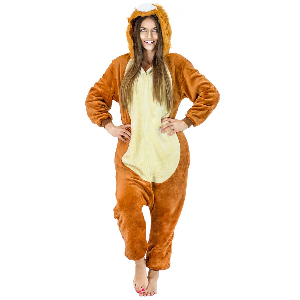 Warme Herren-Schlafanzüge Löwe Kigurumi Erwachsenen Overall Jumpsuit m Onesie Löwen Kostüm - S
