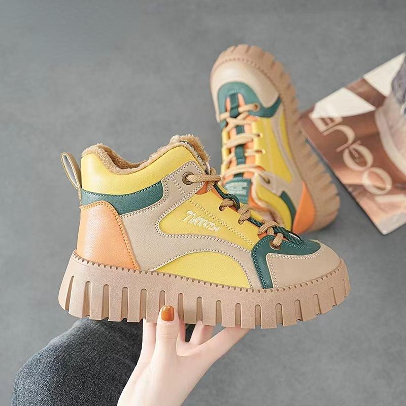 Mode Flache Stiefeletten Niedrig Winter 2024 Knöchel Damen Schneestiefel Braun Plateau Schuhe Für Damen Koreanisch Im Angebot Mit Hoher Qualität Warm Heiß