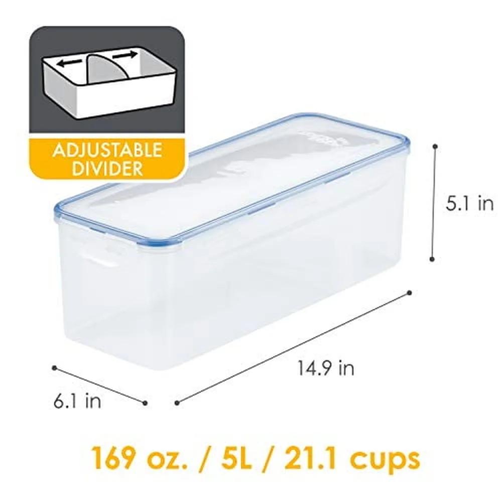 Airtight Pantry Bread Box Divided Storage Container Durable BPA Free Easy to Clean Versatile Food Organizer 4 Hinge Lock System