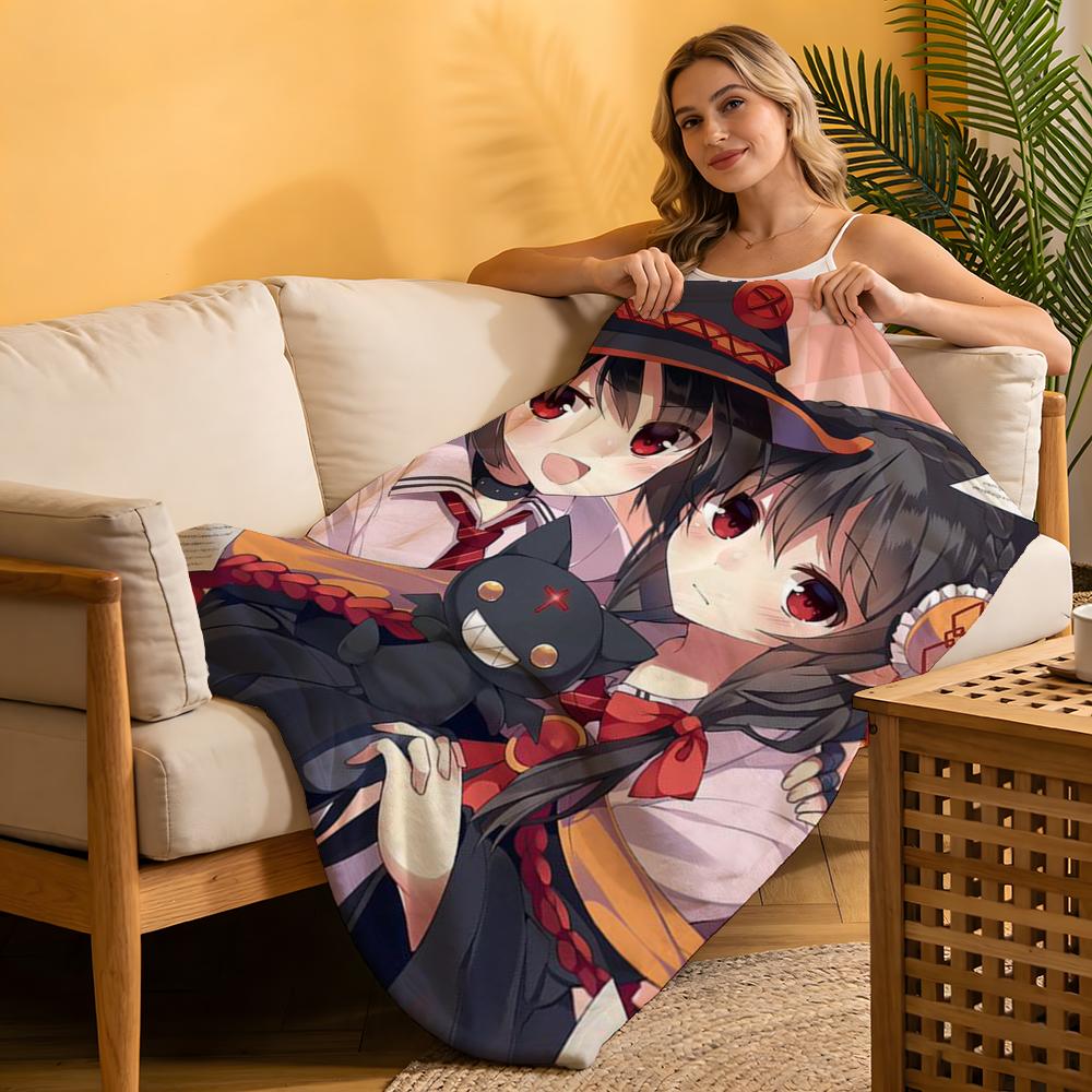 Konosuba Megumin Throw High-Density Short Plush Blanket For Sofa Nap Air-Conditioned Room Soft Skin-Friendly