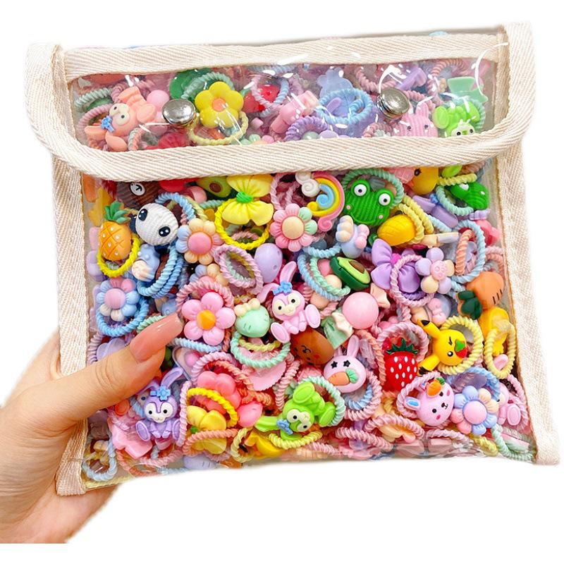 Non-Damaging Korean-Style Hair Ties for Girls – Cute Cartoon Rubber Bands, Perfect for Babies, Adorable Small Size