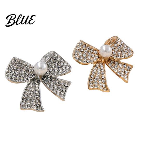 Lightweight Bow Accessory Brooch Pin 3D Design with Imitation Pearl