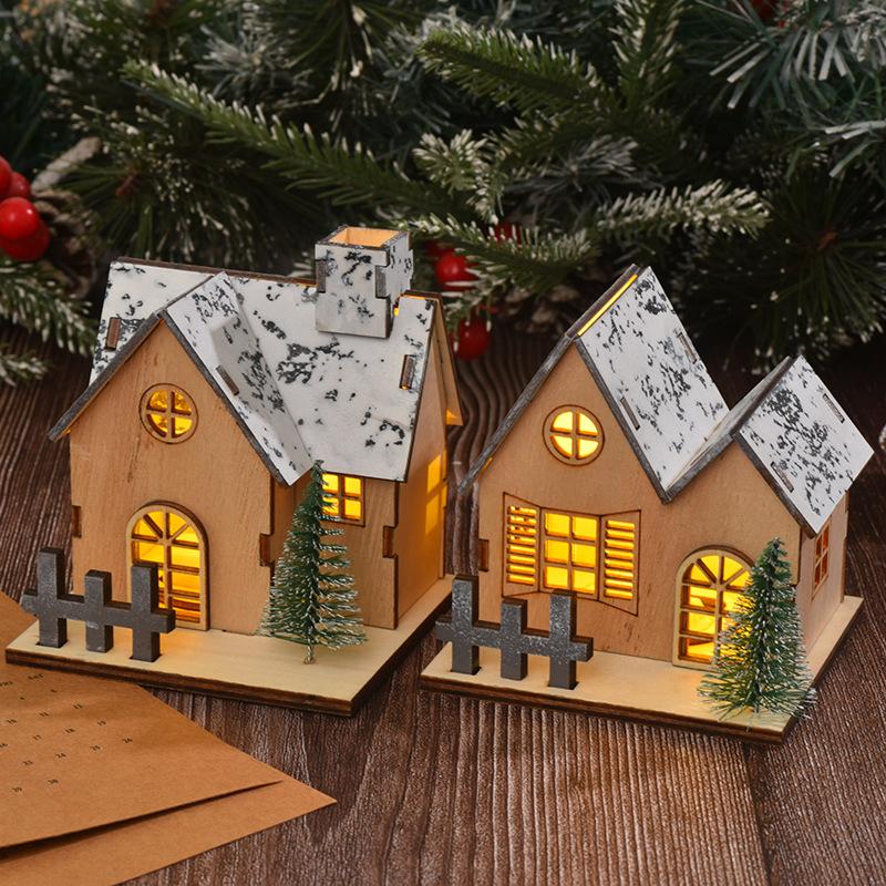 Christmas Train Ornament Glowing Snow House Desk Accessorie Christmas Decorations 2025 Navidad New Year Gifts Home Decor