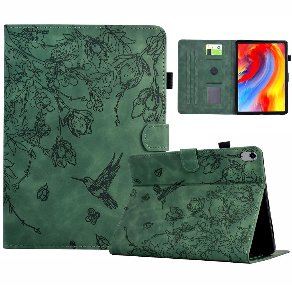 Für iPad (2025)/10.9 (2022) Hülle Blume Vogel Aufgedruckter Kartenhalter Leder Tablet-Hülle