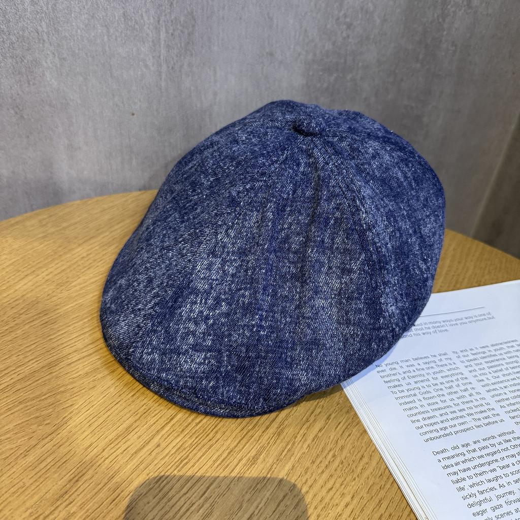 Vintage For Beret Women With Water Wash Denim And Short Brim For Daily Wear