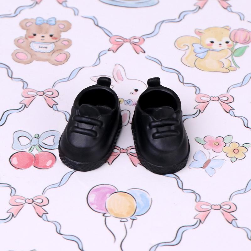 1 Par de Tênis Preto e Branco para Boneca OB11 Acessórios OB11 Sapatos para Boneca BJD 1/12 Decoração Material de PVC para Boneca Destacável