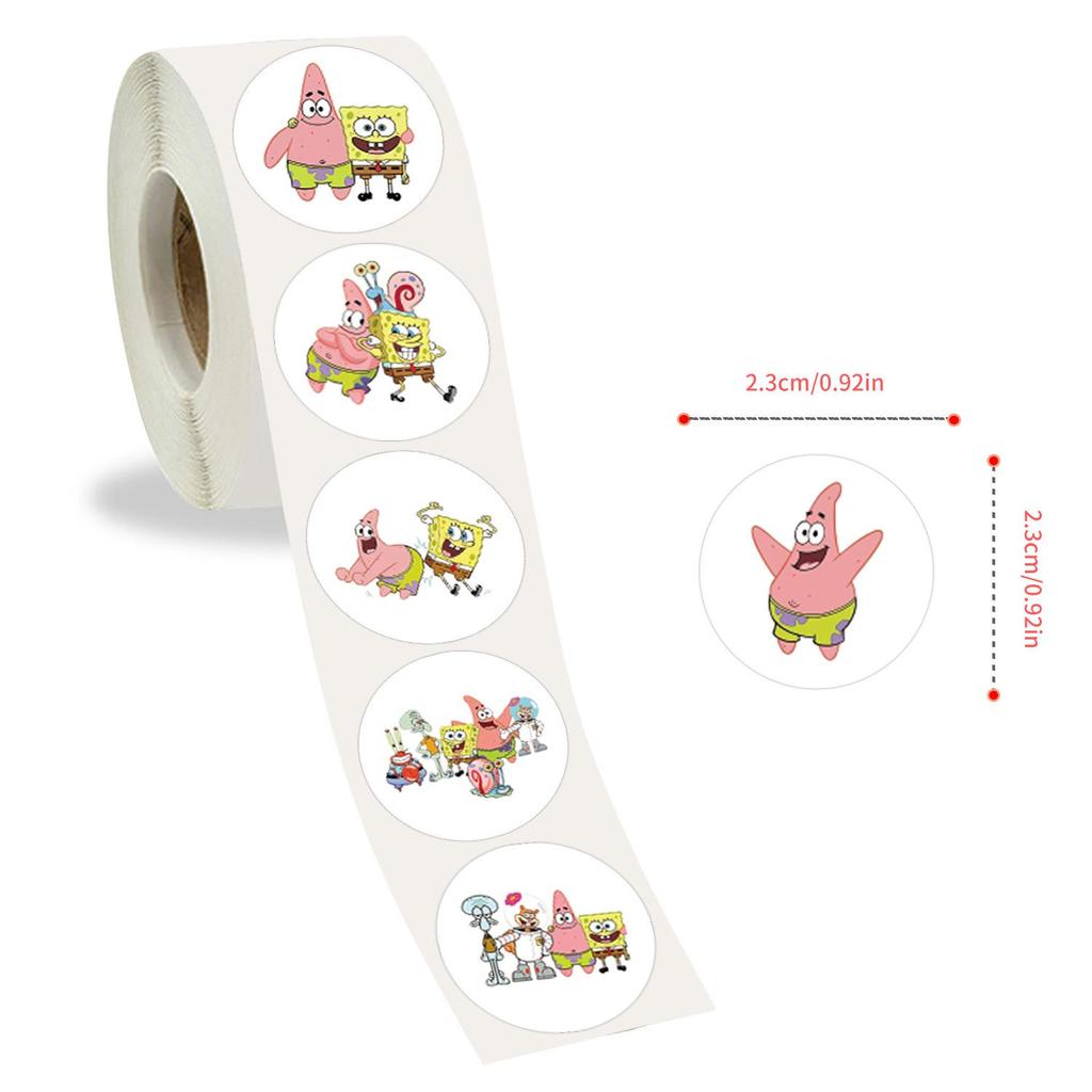 SpongeBob Decorative Sealing Stickers - 500 Stickers/Roll for Student Notebooks