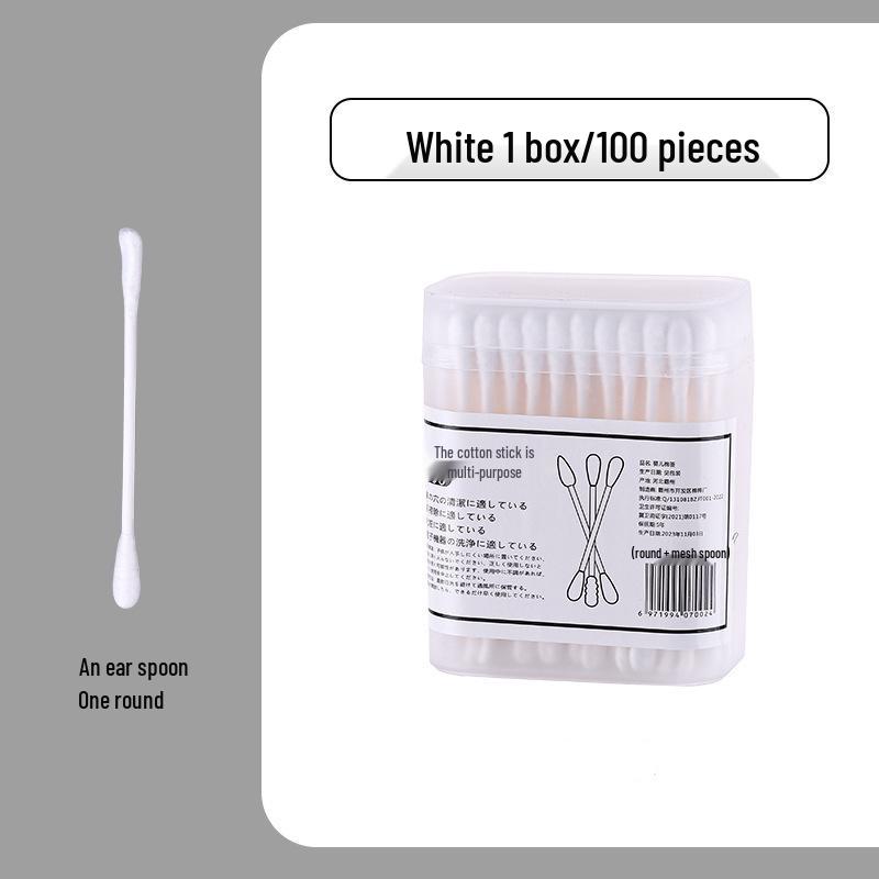 Boxed Japanese Black Cotton Swab Set: Ear Pick & Blackhead Remover, Disposable Double-Ended