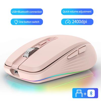 Bluetooth Wireless Mouse USB Computer Mouse Gamer RGB Luminous Silent Ergonomic Mouse 2400DPI Optical Mouse for PC Gamer Laptop