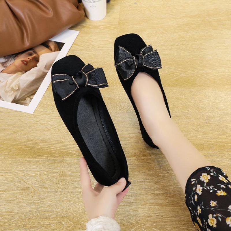 2024 Autumn New Square Toe Bow Tie Flat Casual Shoes Women Fashion Leopard Designer Soft Sole Loafers Female Slip on Lazy Shoes
