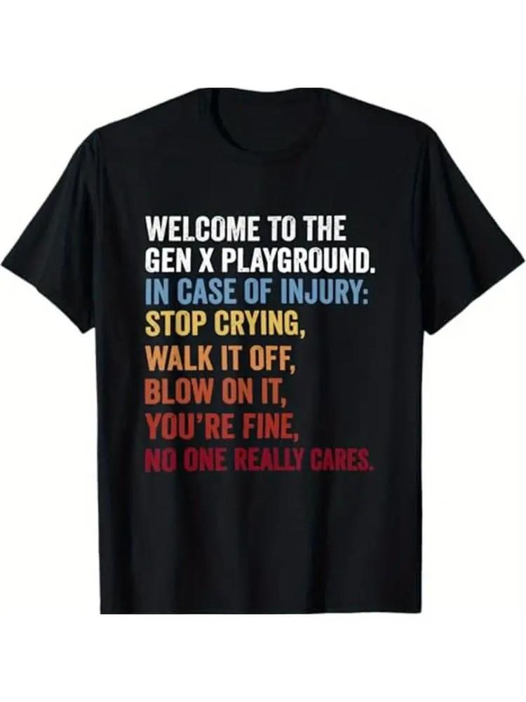 

Gen X Playground 1980-Inspired Cotton T-Shirt for Men - Perfect Gift for Dad, Hu 4XL