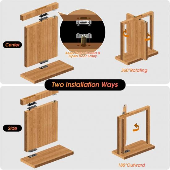 Pivot Hinge, Heavy Duty Hidden Door Hinge for Wood Secret Door, Pivot Door Hardware for Hidden Door Bookcase, 360 Degree Rotation Stainless Steel