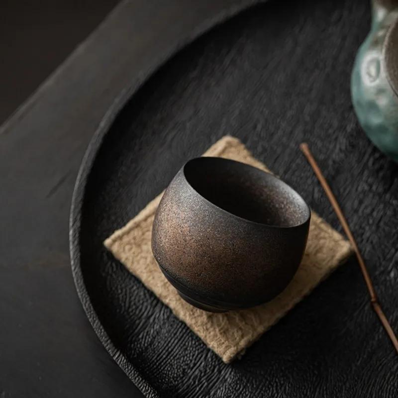 Japanese Style Handmade Rough Ceramic Teacup Kung Fu Teaware Accessories Vintage Stoneware Tea Cup Ancient Single Cups