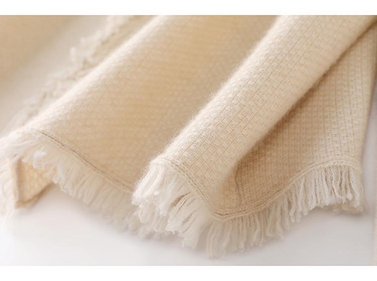 Women's Tassel Knit Wool Cardigan - Round Neck, Solid Color, Slimming Autumn/Winter Outerwear