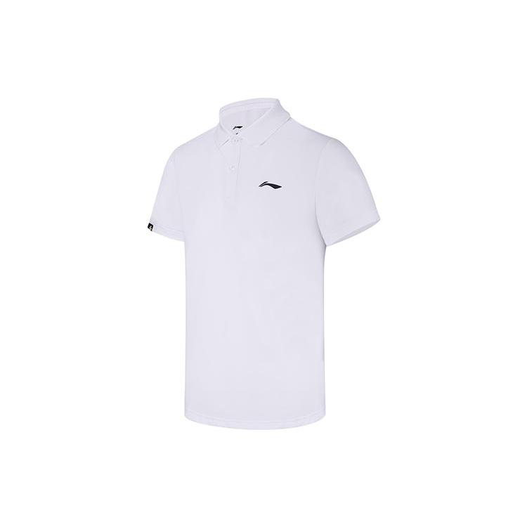 Li Ning Polo Shirts Unisex White Polo Collar Moderate Straight Fit APLR125-1