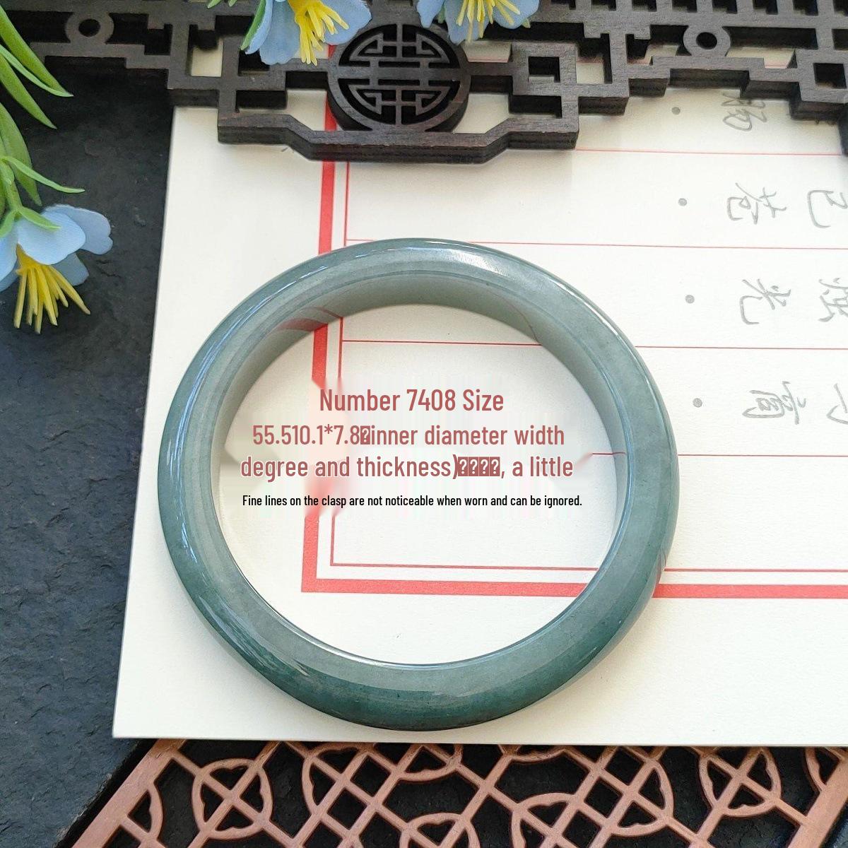 Natural Jadeite Grade A Green & Black Bracelet, Regular Circle, 54-5, with Free SF Express Shipping Jadeite Grade A Oily Green Black Chicken Bracelet