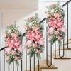 Christmas Stair Garland with Faux Snow Pine Cones Ribbon Realistic PVC Christmas Wreath for Indoor Decor Staircase Door Mantel Decoration