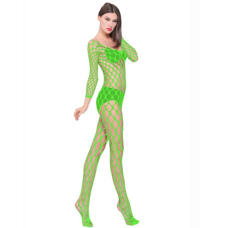 Sexy Underwear Sexy Long-sleeved Large Mesh Hole One-piece Net Socks Mesh Stockings Open Crotch