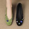 Fashion Shiny Colorful Rhinestone Decorated Flats Women Elegant Cozy Round Toe Shallow Low Heel Pumps Luxury Suede Brand Designer Shoes