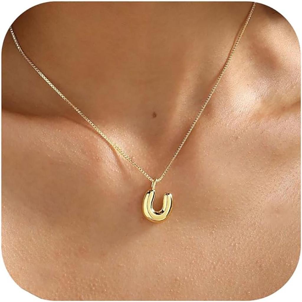 Elegant And Minimalist 26 Letter English Necklace With Bubble Gloss Letter Pendant, Women's Gift Collarbone Chain