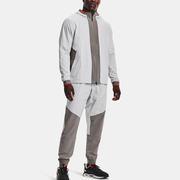 Under Armour Rush Series Color Block Training Zip Hoodie Men Outerwear Gray 1366186-066