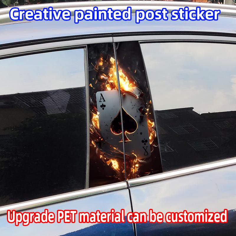 Poker Car Stickers Car B-pillar Decal Waterproof Stickers Auto Center Pillar Sticker Cover Scratches Vehicle Decor Accessories